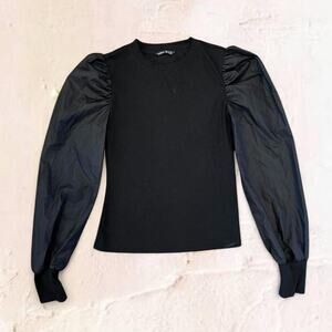 Shein black long sleeve top puffy sleeves